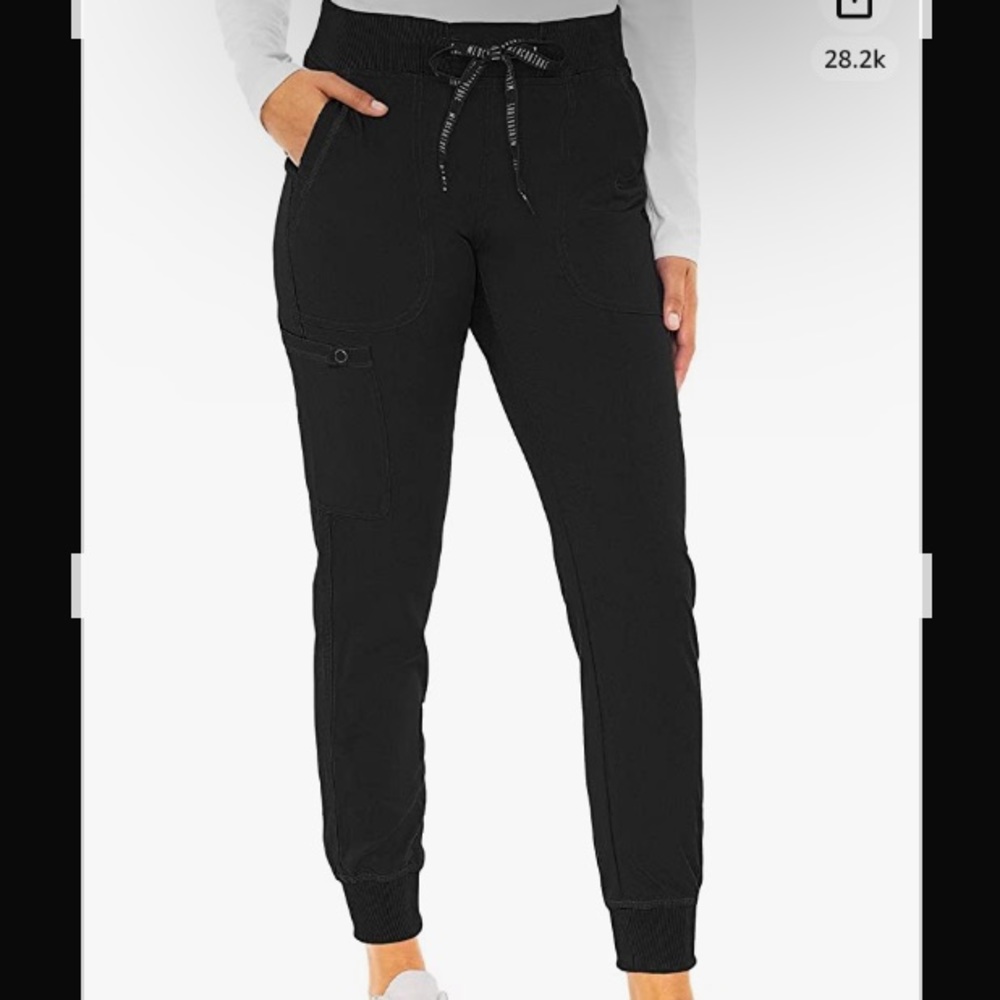 Three (3) Brand New Med Couture Size Medium Black Jogger Scrubs